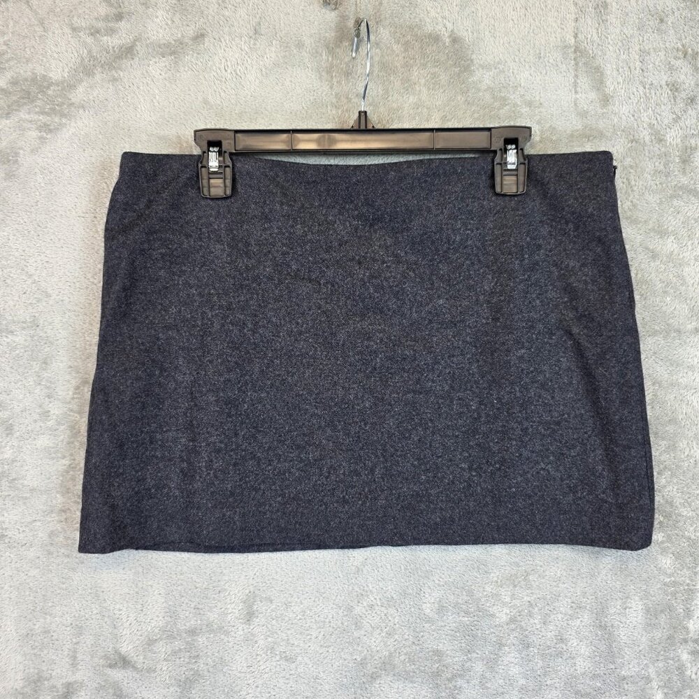 MNG Mango Selection Skirt Womens Large Charcoal Wool Blend Mini Lined Side Zip